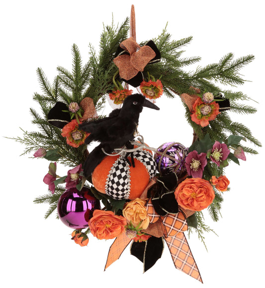 Pumpkin Crow Wreath 31''