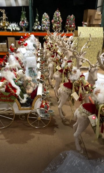 Merry Christmas Santa With Deer & Carriage 30''