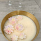 Blushing Floral Candle in Gold Metallic Vessel, 19 oz