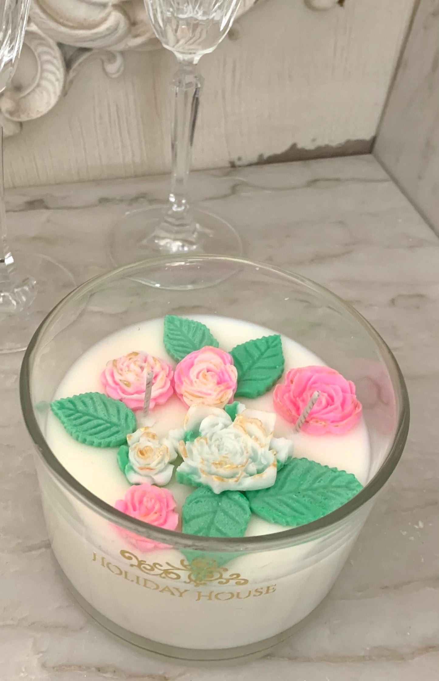 3D Rose Floral Candle