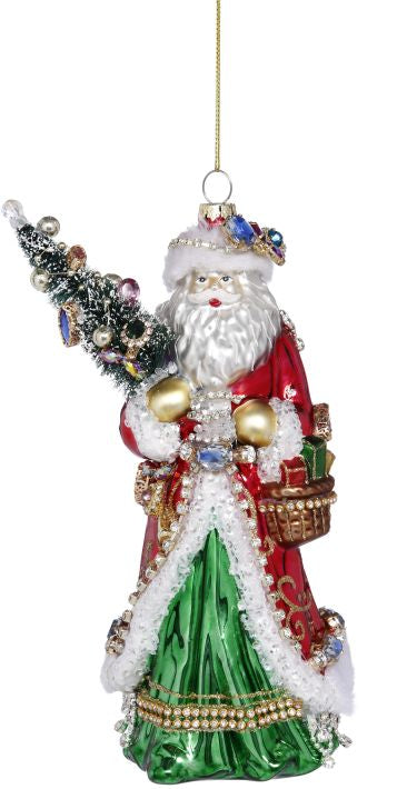 Gift Giving Santa Ornament 8''