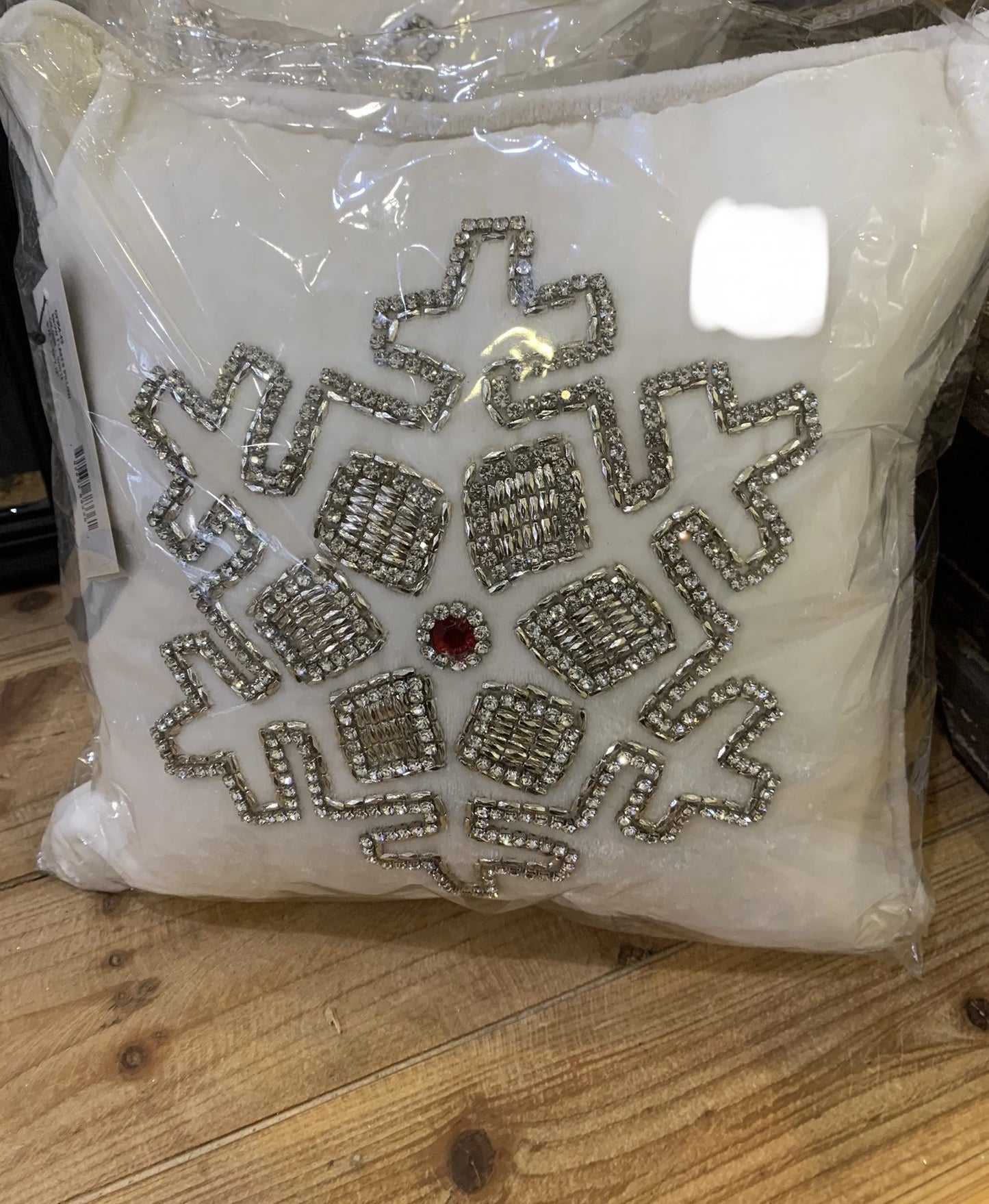 White Velvet Snowflake Pillow