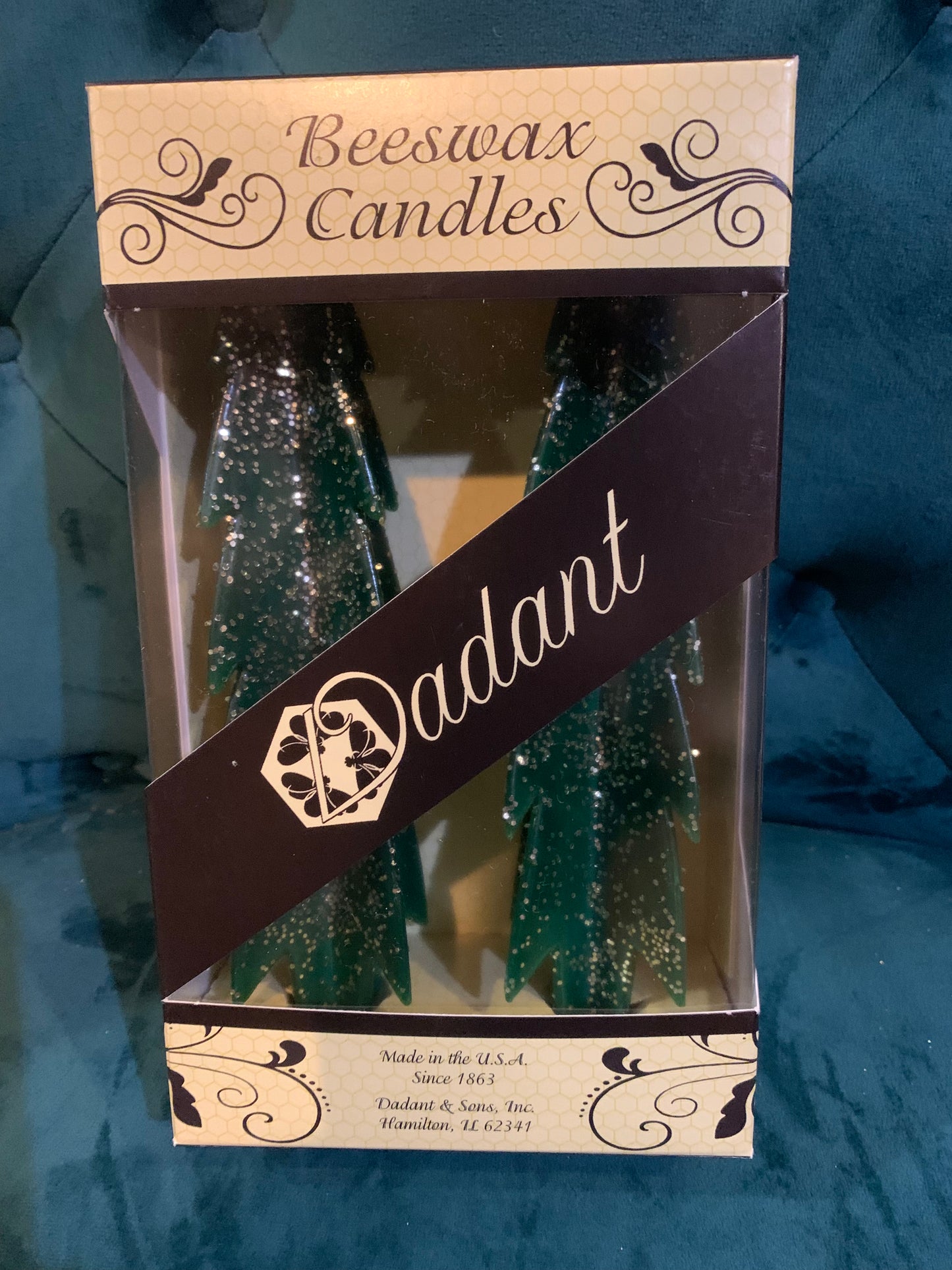 8" Glitter Tree Beeswax Candle Set